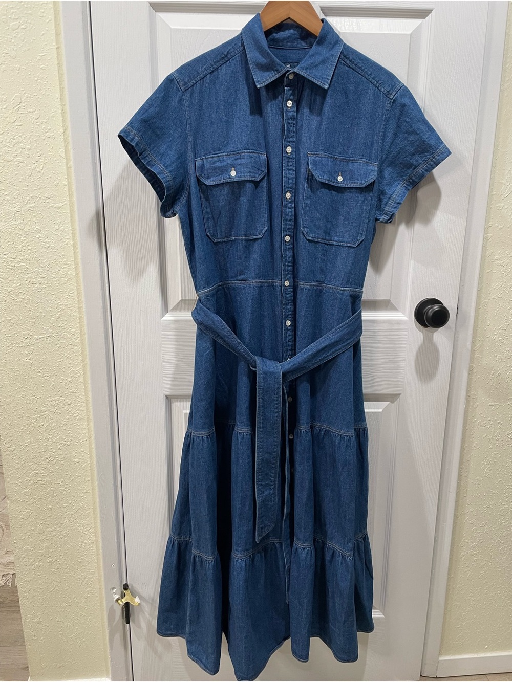 Polo Ralph Lauren Tiered Denim Shirtdress 16 Like New Blue Midi Maxi Fall